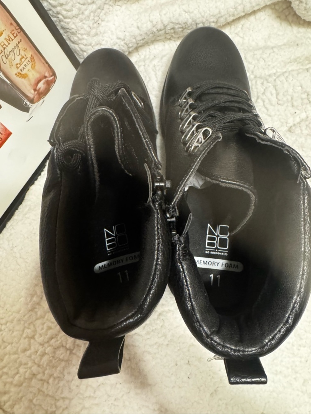 No Boundaries Black Lace-Up Combat Boots with Lug Sole‎ - Picture 3 of 9